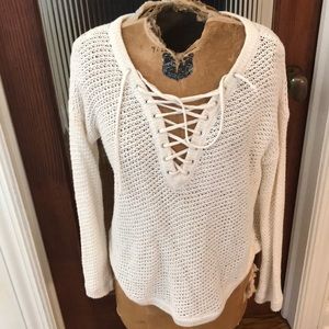 Lace up knit sweater